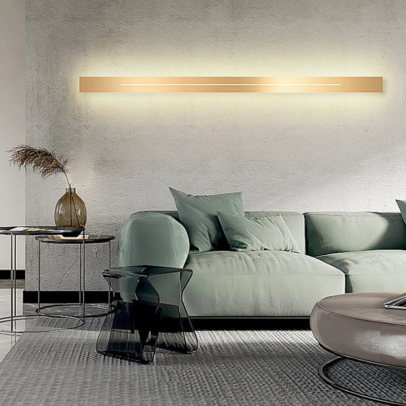 Minimalist slim gold bar pendant necklace with a modern vertical design, displayed on a white background.