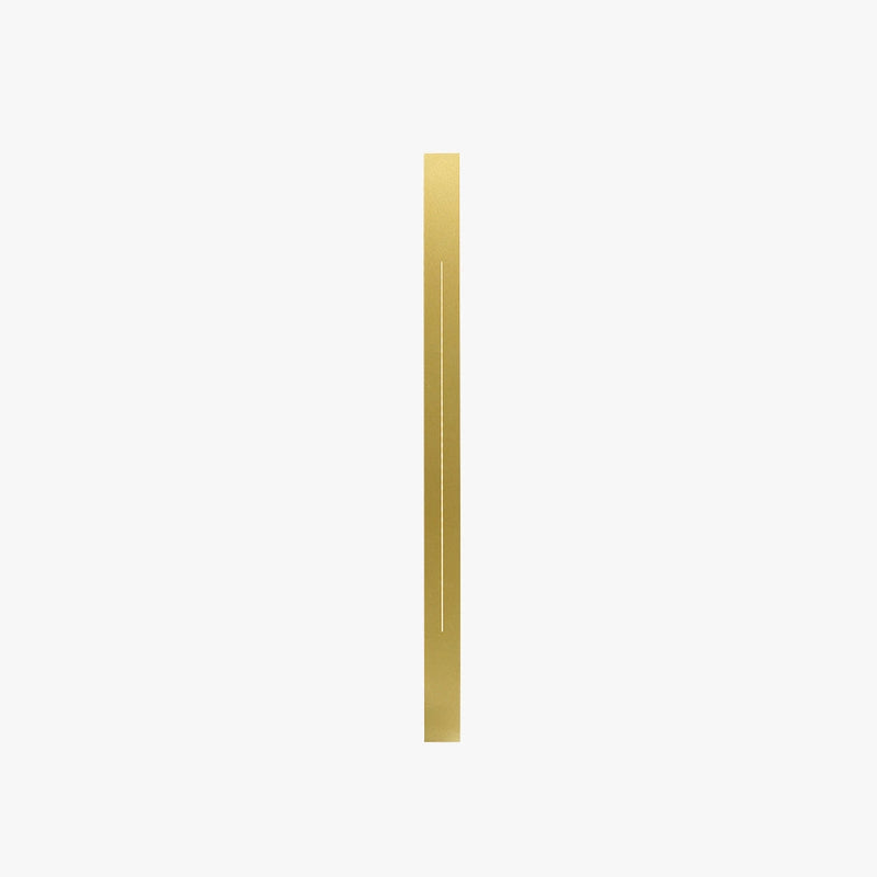 Minimalist Slim Gold Bar Pendant Necklace on a wooden surface, showcasing its modern vertical design.