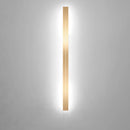 Minimalist slim gold bar pendant necklace with a modern vertical design displayed against a neutral background.