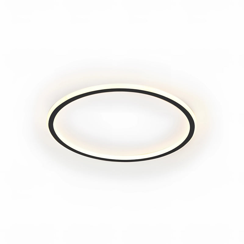 Modern LED ceiling light with a minimalist circular design, flush mount installation, and energy-efficient features.