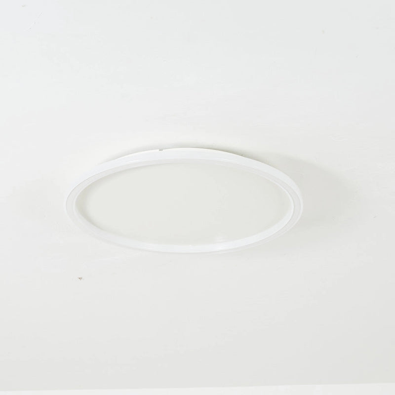 Modern LED ceiling light with a minimalist circular design, flush mount, and energy-efficient features.
