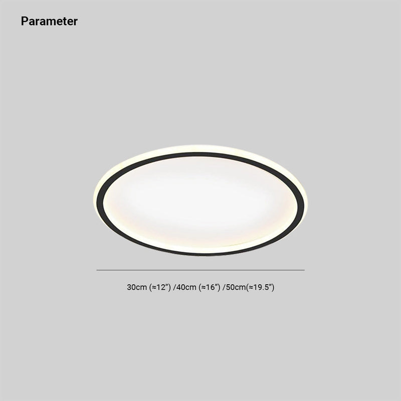Modern LED Ceiling Light with minimalist circular design, flush mount, energy-efficient, metal rim.