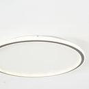 Modern LED circular ceiling light with minimalist design, energy-efficient flush mount in beige and metal finish.