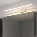Sleek white cordless LED picture light, wall-mounted above a wooden cabinet, with dimmable and adjustable features, 100CM in length, offering three switchable color temperatures.
