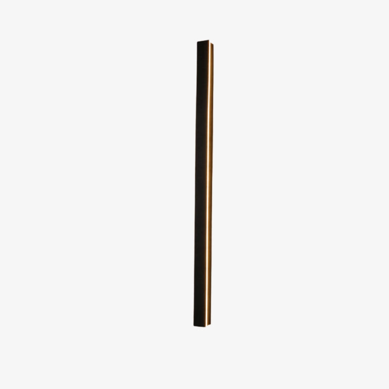 Vertical rectangular LED wall sconce with a minimalist design, featuring a wooden panel and waterproof construction.