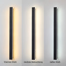 Slim vertical LED wall sconce with minimalist design, waterproof light fixture in a rectangular shape.