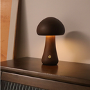 Wood Effect Mushroom Cordless Table Lamp - Long-Lasting and Portable